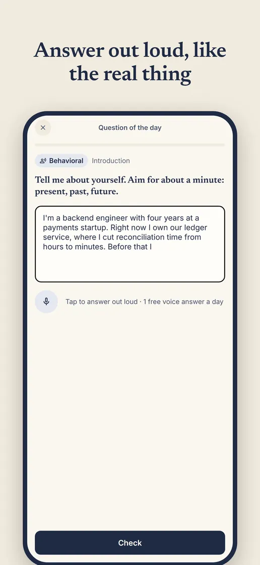 Answering a behavioral question out loud